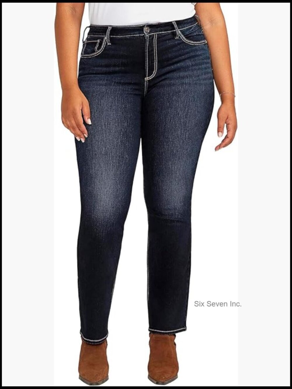 Plus Size High Rise Slim Bootcut Curvy Fit Jeans with Zip Fly